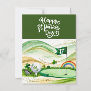 Golf St. Patrick's Day Aquarel Feestdagenkaart