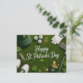 Golf St. Patrick's Day met golfbal voor golfer Briefkaart (Staand voorkant)