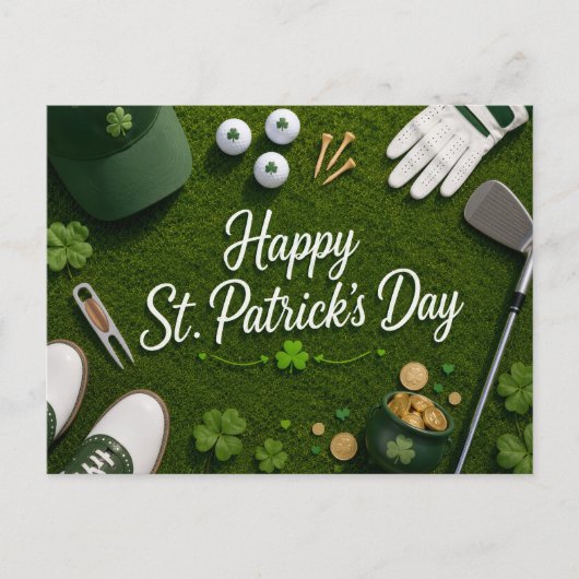 Golf St. Patrick's Day met golfbal voor golfer Briefkaart (Voorkant)