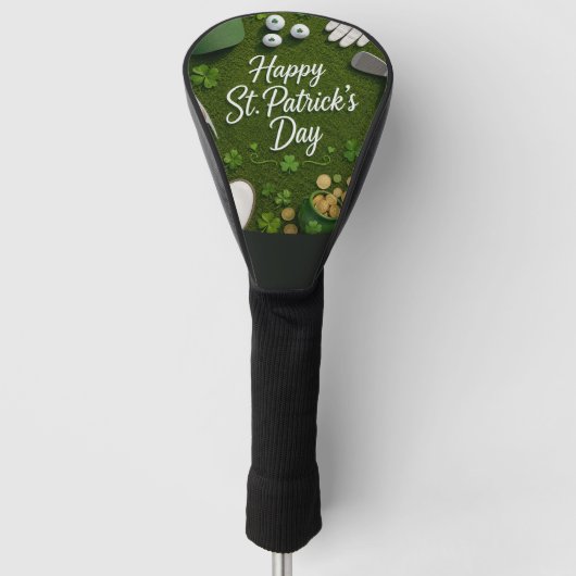Golf St. Patrick's Day met golfbal voor golfer Golfheadcover (Voorkant)