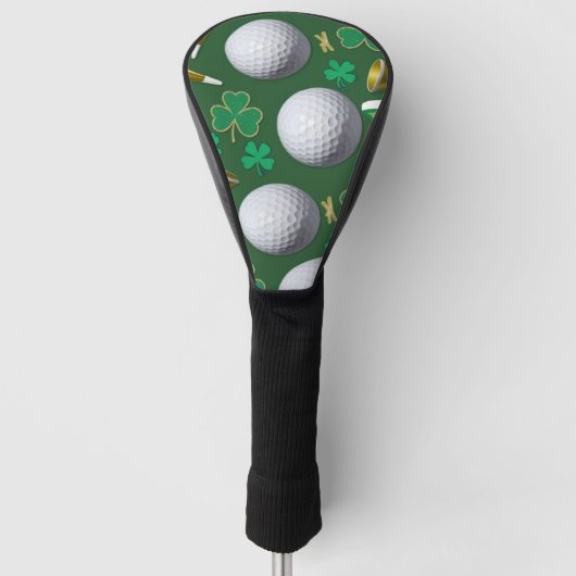 Golf St. Patrick's Day met golfbal voor golfer Golfheadcover (Voorkant)