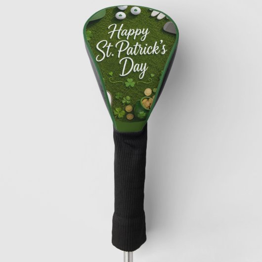 Golf St. Patrick's Day met golfbal voor golfer Golfheadcover (Voorkant)