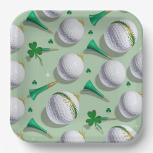 Golf St. Patrick's Day met golfbal voor golfer Papieren Bordje