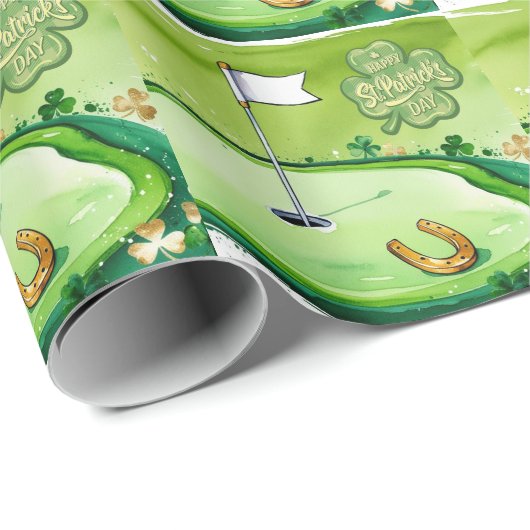 Golf St. Patrick's Day voor golfer aquarel Cadeaupapier (Rol Hoek)