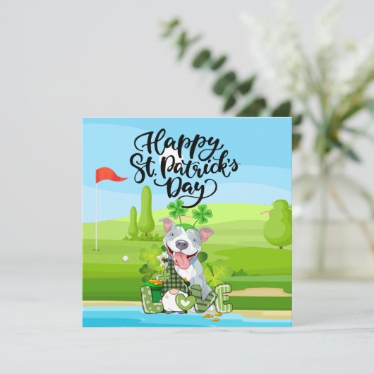 GOLF St. Patrick's Day voor golfer met HOND Feestdagenkaart (Staand voorkant)