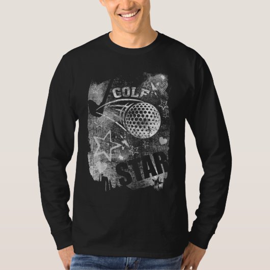 Golf Star, Black Grunge Golf T-shirt (Voorkant)