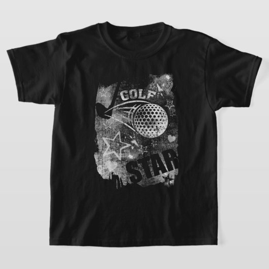 Golf Star, Black Grunge Golf T-shirt (Laagn)