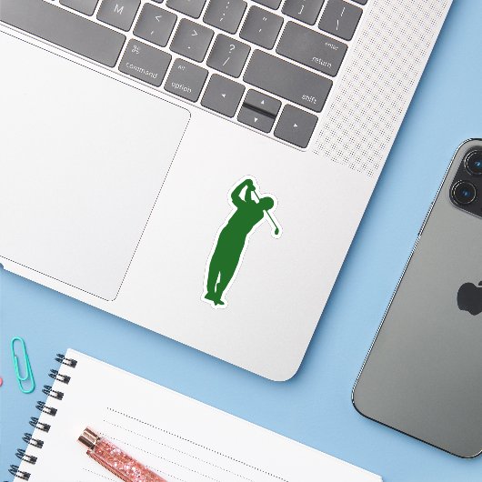 Golf Swing Actie Figuur Vorm Sticker (Laptop met iPhone)