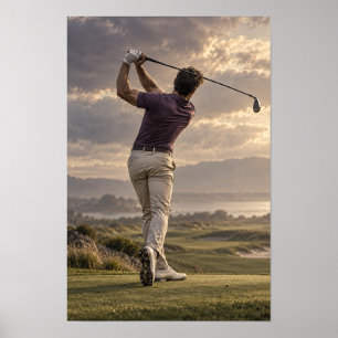 Golf Swing Follow Through Muurkunst – Dramatische Poster
