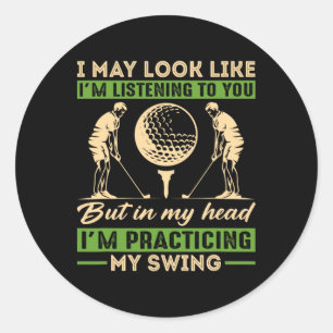 Golf Swing Golfer Grap Voor Golf Sport Speler Lief Ronde Sticker
