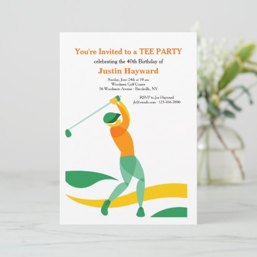 Golf Swing Invitation Kaart (Staand voorkant)