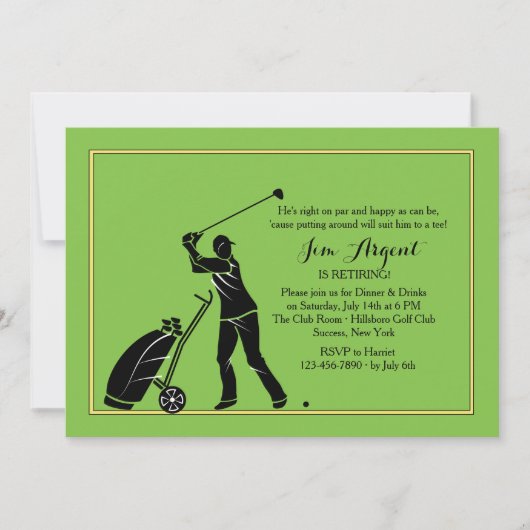 Golf Swing Invitation Kaart (Voorkant)