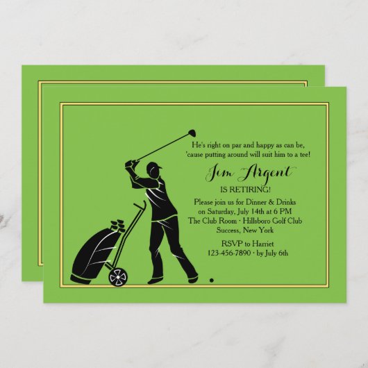 Golf Swing Invitation Kaart (Voorkant / Achterkant)