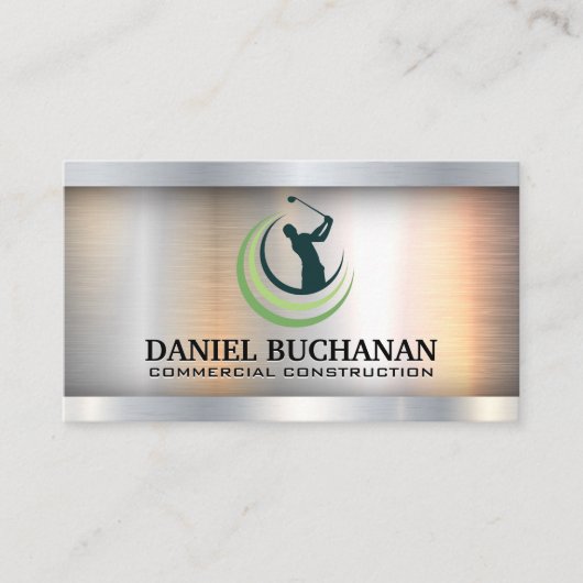 Golf Swing Logo | Metaal Industrieel Visitekaartje (Voorkant)