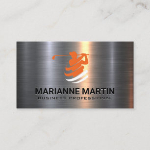 Golf Swing Logo Metallic Visitekaartje