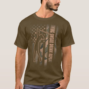 Golf Swing Swear Drink Herhaal Love Golf Flag USA T-shirt