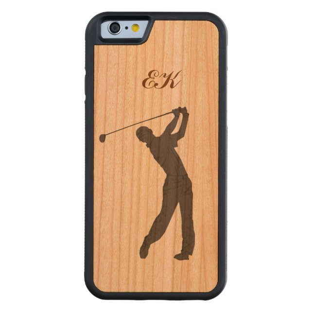 Golf Swinger  monogram Carved Wood iPhone Hoesje (Achterkant)