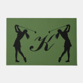 Golf Swinger, Vrouw, monogram Deurmat (Voorkant)