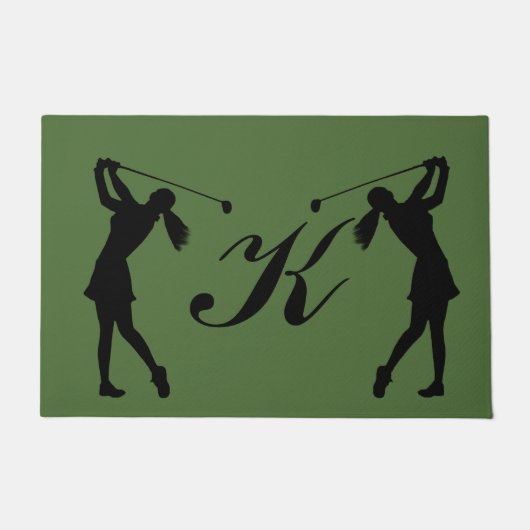 Golf Swinger, Vrouw, monogram Deurmat (Voorkant)