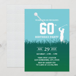 Golf Swinging 60th Birthday Party Kaart