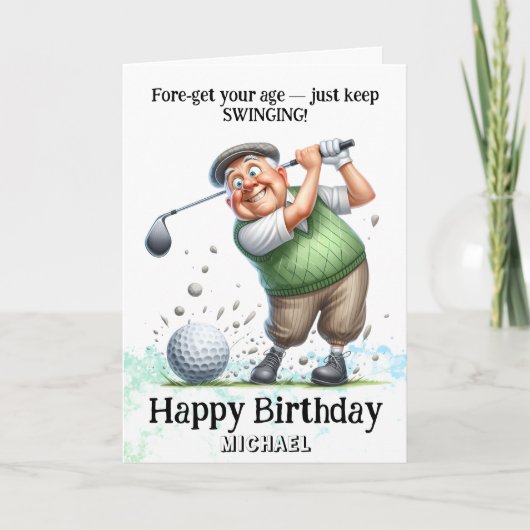 ** Golf Swinging AP94 Grappig Oude Man Verjaardag  Bedankkaart (Voorkant)
