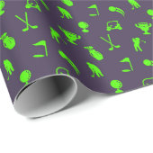Golf Symbols Cart Clubs Green op Navy Gift Cadeaupapier (Rol Hoek)