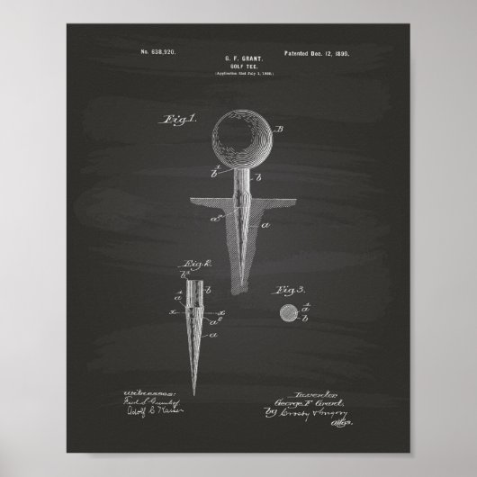 Golf T-shirt 1899 Patent Art - Chalkboard Poster (Voorkant)