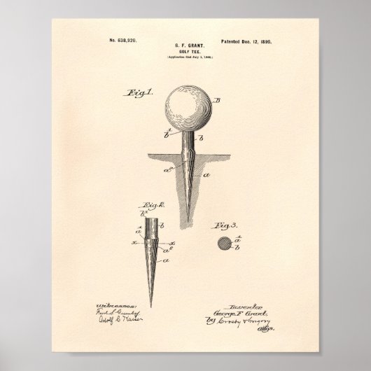 Golf T-shirt 1899 Patent Art - Old Peper Poster (Voorkant)