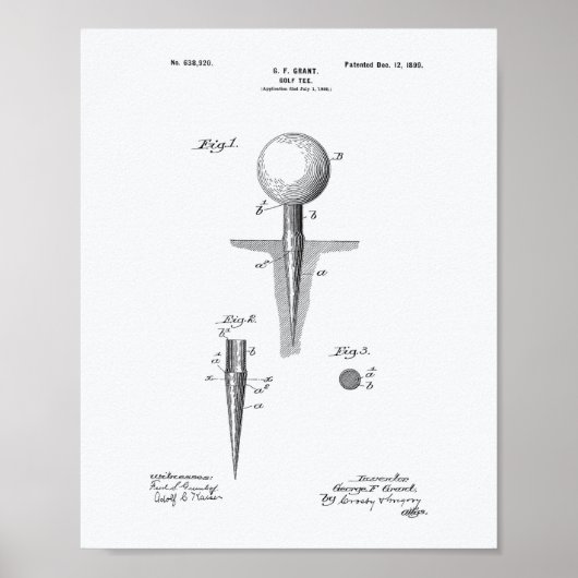 Golf T-shirt 1899 Patent Art - Witboek Poster (Voorkant)