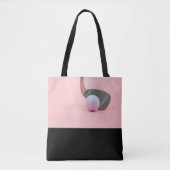 Golf-t-shirt en ijzer op roze damesgolfer tote bag (Voorkant)