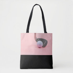 Golf-t-shirt en ijzeren op roze dammer golfer tote bag