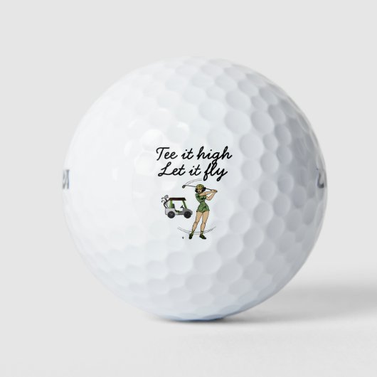 Golf T-shirt het hoog. Laat het vliegen vrouw golf Golfballen (Voorkant)