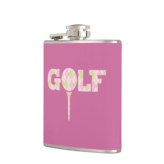 Golf t-shirt logo argyle roze dames plaid naam heupfles (Links)