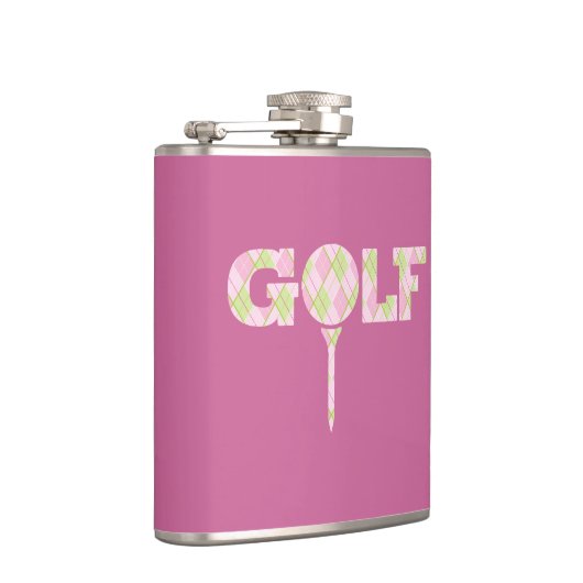 Golf t-shirt logo argyle roze dames plaid naam heupfles (Rechts)