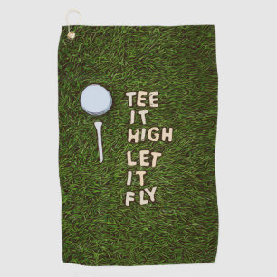 Golf T-shirt met hoge golf laat het vliegen met go Golfhanddoek