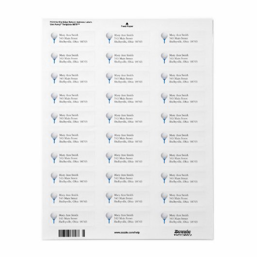 Golf T-shirt Return Address Labels (Full Sheet)