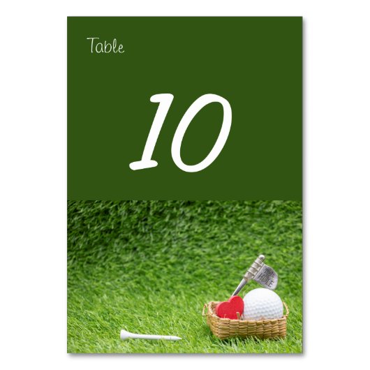 Golf tafelnummer met mand golfbal en liefde (Achterkant)