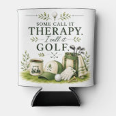 Golf tas met tekst op groen blikjeskoeler (Voorkant)