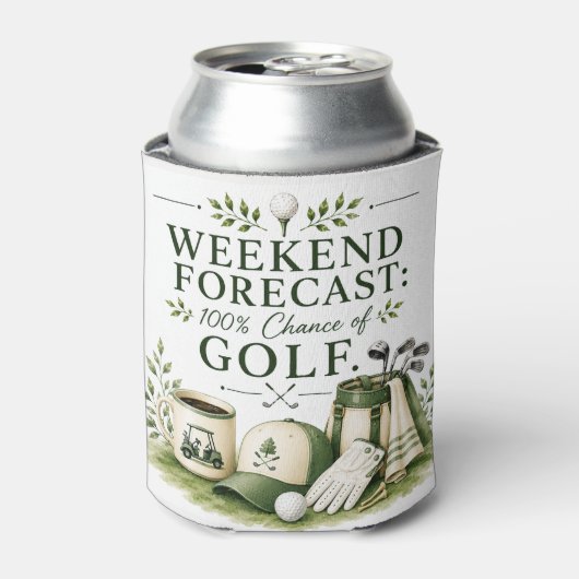Golf tas met tekst op groen blikjeskoeler (Blikje Voorkant)