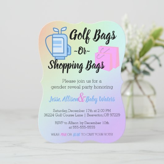 Golf Tassen of Boodschappentassen Geslacht Reveal  Kaart (Staand voorkant)