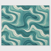 Golf Teal Aqua Beweging Wit Abstract Patroon Cadeaupapier (Vlak)