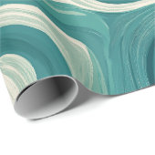 Golf Teal Aqua Beweging Wit Abstract Patroon Cadeaupapier (Rol Hoek)