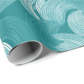 Golf Teal Aqua Beweging Wit Abstract Patroon Cadeaupapier (Rol Hoek)
