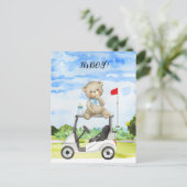 Golf Teddy Bear Het is Jongen voor Baby shower Inv Briefkaart (Staand voorkant)