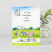 Golf Teddy Bear Het is Jongen voor Baby shower Kaart (Staand voorkant)