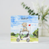 Golf Teddy Bear Het is Jongen voor Baby shower Kaart (Staand voorkant)