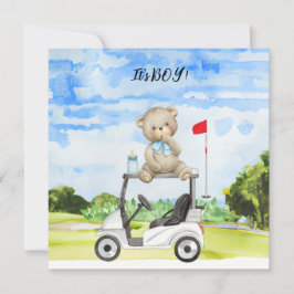 Golf Teddy Bear Het is Jongen voor Baby shower Kaart