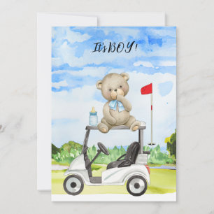 Golf Teddy Bear Het is Jongen voor Baby shower Kaart