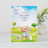 Golf Teddy Bear Het is Jongen voor Baby shower Nap Kaart (Staand voorkant)