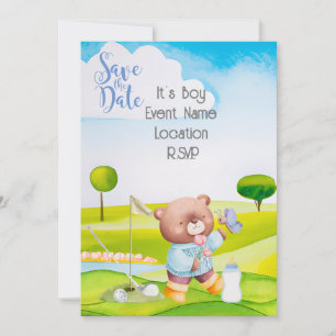 Golf Teddy Bear Het is Jongen voor Baby shower Nap Kaart